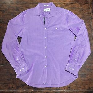 Express Mens Button Up Shirt L (16-16 1/2) Fitted Long Sleeve Purple Business